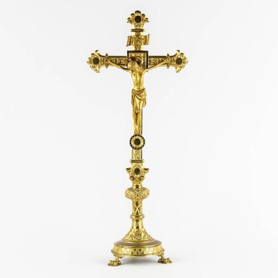 Altar - Cross  en Bronze Gilt, Belgium  19 th century