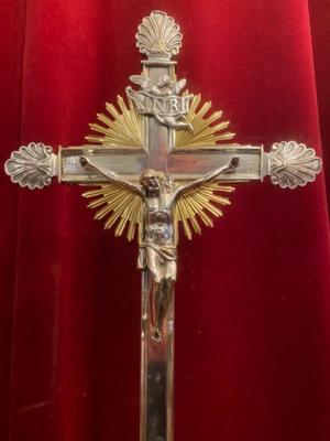Altar - Cross en Bronze / Silver Plated / Polished / New Varnished, Belgium  19th century ( anno 1890 )