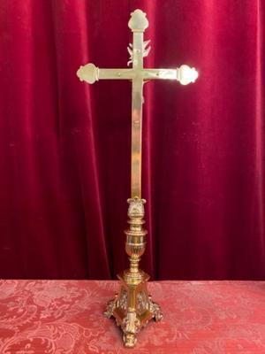 Altar - Cross en Brass Bronze / Polished and Varnished, France 19 th century