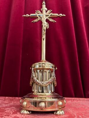 Altar - Cross Engraved : Souvenir Du 22 Avril 1884 en Bronze Gilt, France 19 th century ( Anno 1884 )