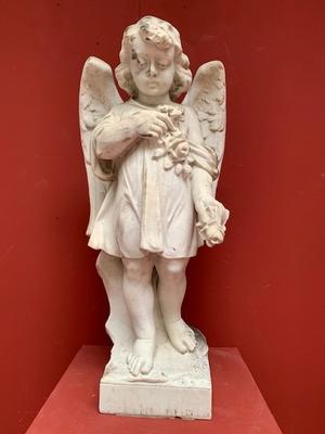 Angel en Carrara Marble, France 19th century ( anno 1890 )