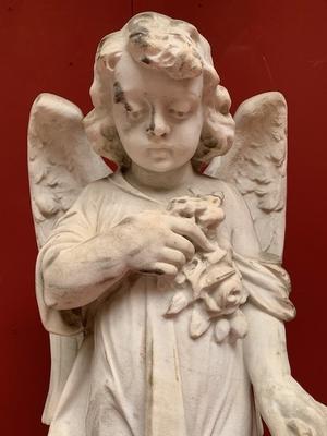 Angel en Carrara Marble, France 19th century ( anno 1890 )