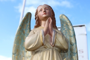 Angel en plaster polychrome, Belgium 19th century