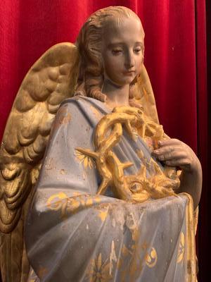 Angel en Terra-Cotta polychrome, France 19th century ( anno 1875 )