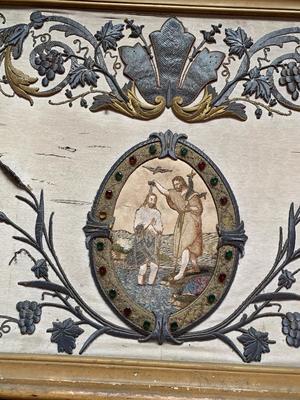 Antipendium St. John Baptist  en High Quality Hand Embroidered , Berendrecht Belgium 18th century ( Anno 1785 )