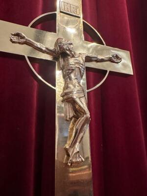 Altar - Cross style art - deco en Brass / Bronze / Polished and Varnished / Ebony Wood, Belgium  20 th century ( Anno 1930 )