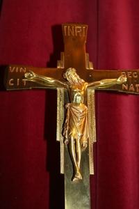 Altar - Cross style ART - DECO en Brass / Bronze, Belgium 20th century