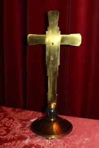 Altar - Cross style ART - DECO en Brass / Bronze, Belgium 20th century