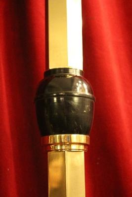 Pascal Candlestick style ART - DECO en Brass / Bronze / Ebony wood / New Polished and Varnished, Belgium 20th century (Anno 1930)