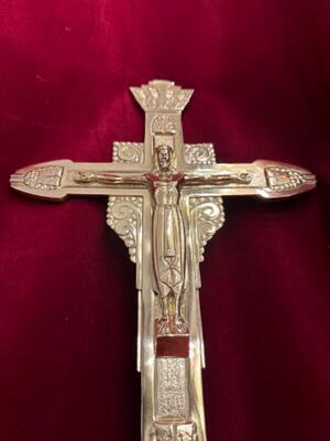 Processional Cross style art - deco en Bronze / Polished and Varnished, Belgium  20 th century ( Anno 1930 )