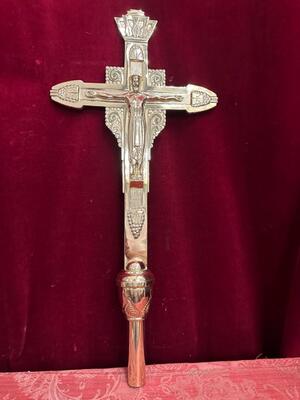 Processional Cross style art - deco en Bronze / Polished and Varnished, Belgium  20 th century ( Anno 1930 )