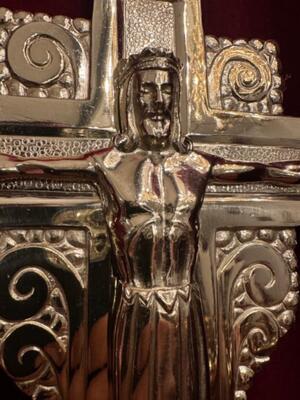 Processional Cross style art - deco en Bronze / Polished and Varnished, Belgium  20 th century ( Anno 1930 )