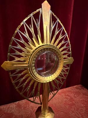 Monstrance Full Silver 1.15 Kgs ! Atelier : Brom style Art Nouveau  en Full - Silver / Gilt /  Silver Marks Present / Glass, Netherlands  20 th century