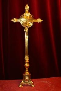 Altar - Cross style Baroque en Bronze / Polished and Varnished, Belgium 19th century