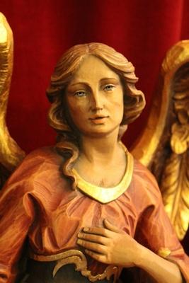 Angel  style Baroque en fully hand-carved wood polychrome, Austria 20th century