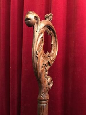 Bishop - Staff style Baroque en hand-carved walnut wood, France 18 th century