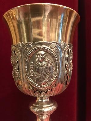Chalice Complete With Paten  style Baroque en full silver / Polished / Varnished, Belgium 19 th century ( anno 1840 )