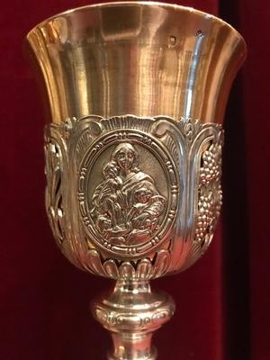 Chalice Complete With Paten  style Baroque en full silver / Polished / Varnished, Belgium 19 th century ( anno 1840 )