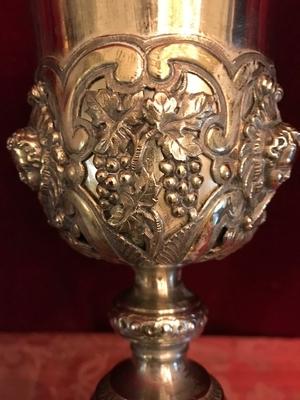 Chalice Complete With Paten  style Baroque en full silver, France 18 th century