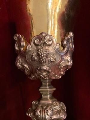 Chalice Totally Hand Made / Cuppa Hand Hammered style Baroque en full silver, Belgium 18 th century Anno 1740