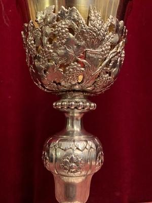 Chalice With Original Case Paten And Spoon All Silver. style Baroque en full silver, Belgium 18th century ( Anno 1780 )