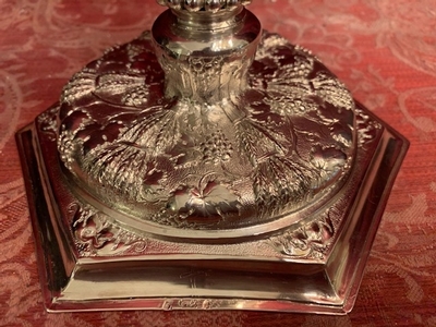 Chalice With Original Case Paten And Spoon All Silver. style Baroque en full silver, Belgium 18th century ( Anno 1780 )