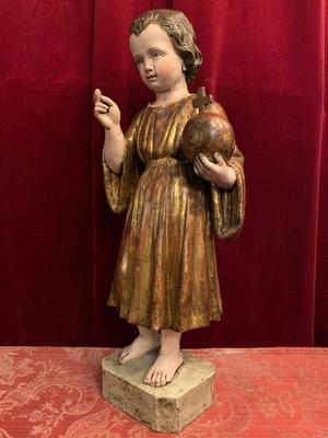 Child Jesus Statue style Baroque en hand-carved wood polychrome, Belgium 18 th century