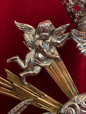 Monstrance style Baroque en Brass / Silver, Belgium 19 th century ( Anno 1855 )