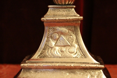 Monstrance style Baroque en Brass / Bronze / Silvered - Plated, Belgium 18 th century