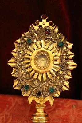 Ostensorium - Reliquary - Relic Of The True Cross Brass - Silver - Gilt / Gem-Stones style Baroque en  SILVER - GILT / GEM-STONES, Austria 18 th century (1755)