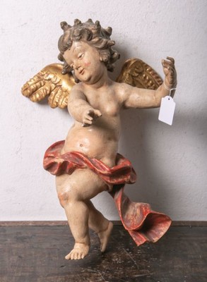Putto  style Baroque en Hand - Carved Wood Polychrome, Southern Germany 20th century