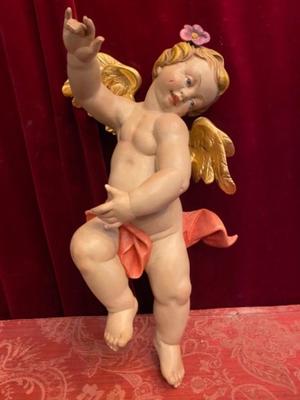 Putto style Baroque en hand-carved wood polychrome, Southern Germany 20th Century
