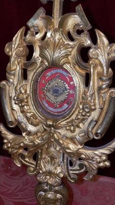 Reliquary - Relic Ex Pallio St. Fransiscus Assisi style Baroque en Bronze / Gilt / Glass, France 19th century ( 1865 )