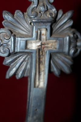 Reliquary-Relic Of The True Cross In Rock-Crystal  / Relic From Mantle Of St. Joseph / Most Probably Documentation Inside /  Museum-Piece style Baroque en Front full silver / Back side Ebony wood / Originally Sealed, Belgium 17 th century ( About 1685 )