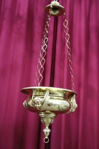 Sanctuary Lamp style baroque en Brass / Polished / New Varnished, France 19th century