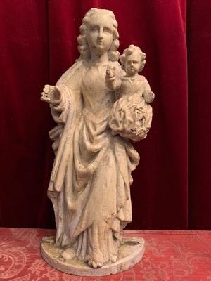 St. Mary With Child style Baroque en hand-carved wood polychrome, Belgium 17 th century