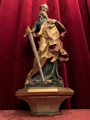 St. Paul Statue style Baroque en wood polychrome, Southern Germany 20th century