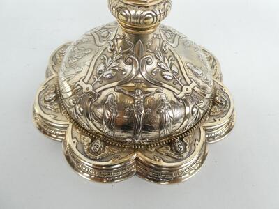 Chalice With Original Case Paten & Spoon. style Baroque - Style en Full - Silver, Belgium  19 th century