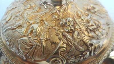 Chalice With Original Paten & Spoon. style Baroque - Style en Full - Silver Gilt, Belgium 19 th century