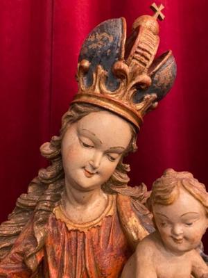Crescent Moon Madona & Child style BAROQUE-STYLE en Fully Hand - Carved Wood , Austria 20th Century