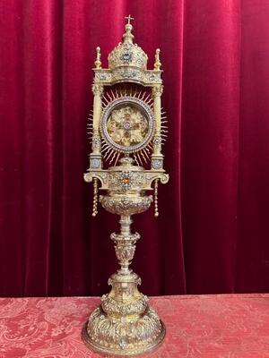 Exceptional Reliquary Relic Of The True Cross Higher Price Range style Baroque - Style en Full - Silver / Stones / Diamonds, Belgium  18 th century