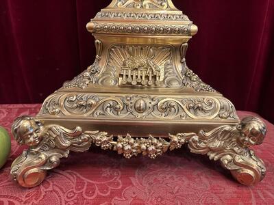 1 Baroque - Style Full Silver Exceptional Large Monstrance Height : 121 Cm ! Weight: 5.15 Kgs !