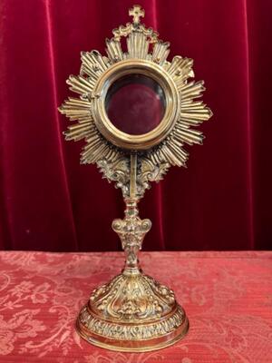 Monstrance style Baroque - Style en Brass / Bronze / Polished and Varnished / Glass, Belgium  19 th century ( Anno 1845 )
