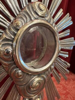 Monstrance. style Baroque - Style en Brass / Bronze / Silver Plated Polished and Varnished, Belgium  19 th century ( Anno 1840 )