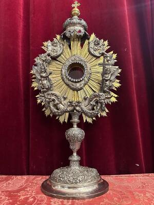 Monstrance  style Baroque - Style en Mainly Full - Silver / Stones, Belgium  18 th century ( Anno 1790 )