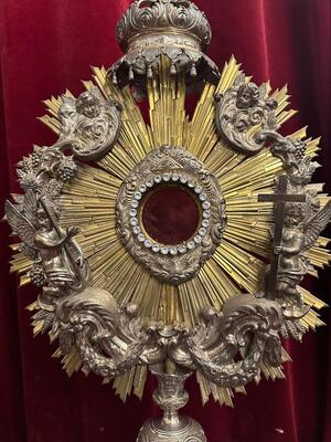 Monstrance  style Baroque - Style en Mainly Full - Silver / Stones, Belgium  18 th century ( Anno 1790 )