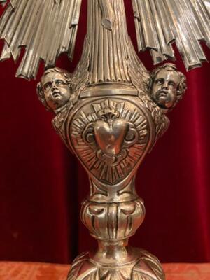 Monstrance H 55 Cm style Baroque - Style en Full - Silver / Polished and Varnished / Silver Marks Present, France 18 th century