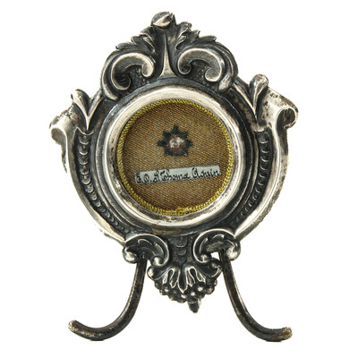 Reliquary - Relic Ex Ossibus St. Thomas Of Aquino style Baroque - Style en Silver / Glass / Originally Sealed, 18 th century