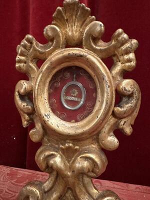 Reliquary - Relic Ex Velo B.M.V. style Baroque - Style en Wood / Gilt / Glass , Italy  19 th century