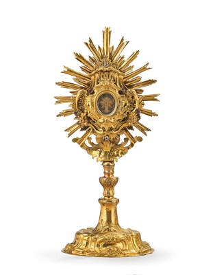 Reliquary - Relic True Cross  style Baroque - Style en Brass / Glass / Originally Sealed, Austria 19 th century